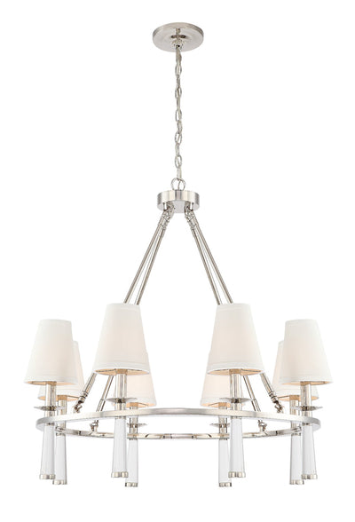 ##Antique Hardware## Baxter 8 Light Polished Nickel Chandelier