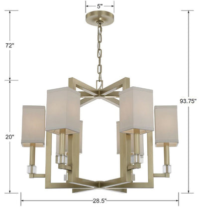 ##Antique Hardware## Dixon 6 Light Aged Brass Chandelier