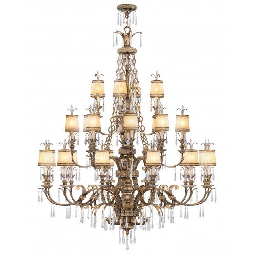 ##Antique Hardware## 24 Light Vintage Gold Leaf Chandelier