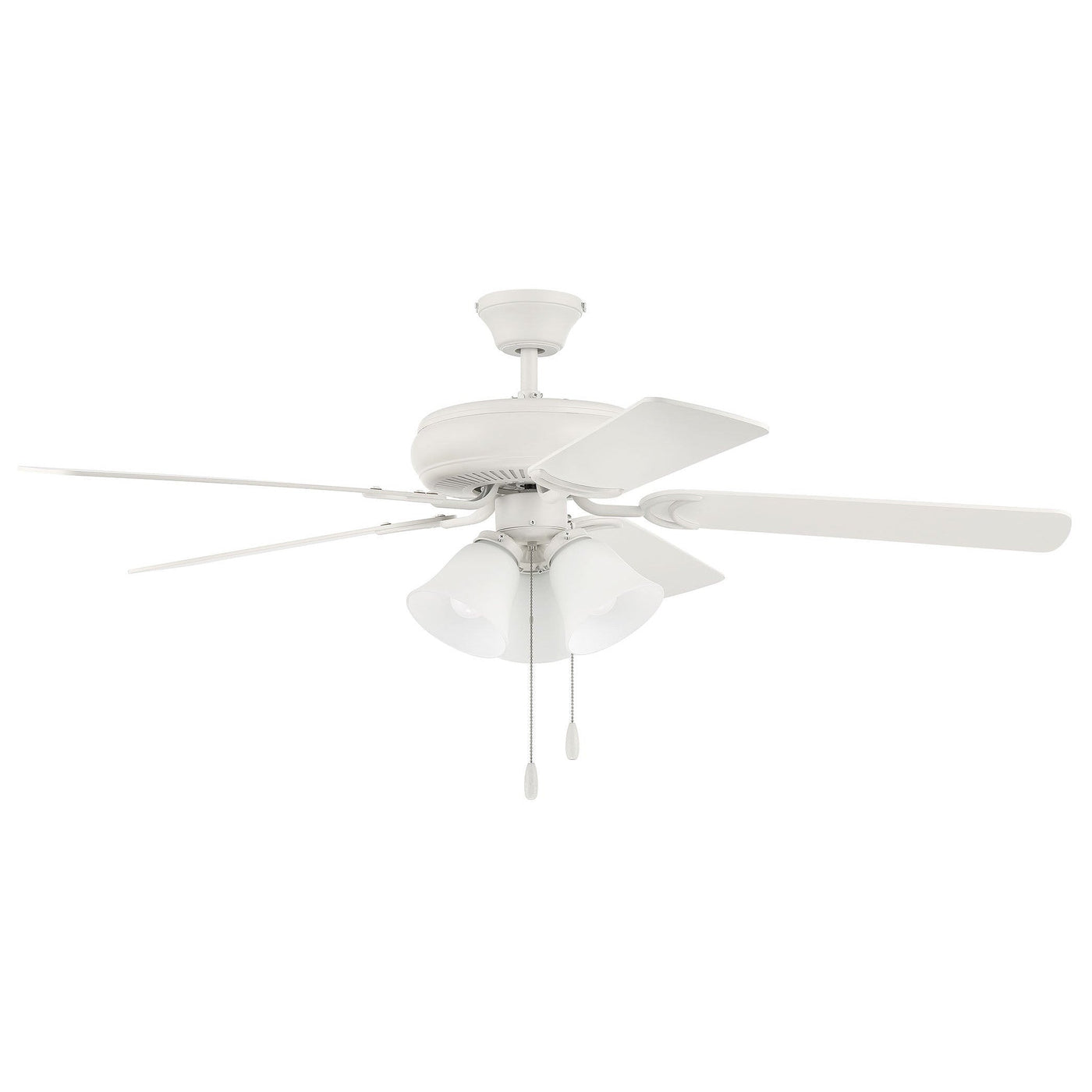 Antique Hardware 52" Decorator's Choice 3 Light in Matte White w/ Matte White Blades Ceiling Fan