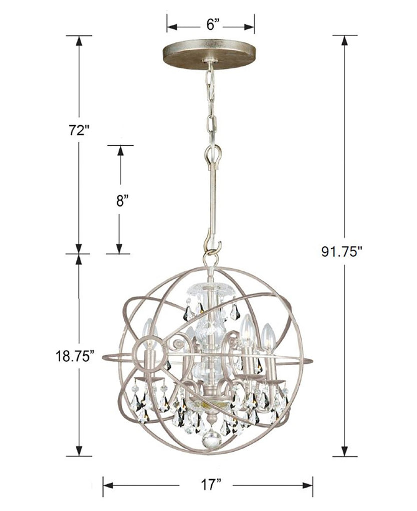 ##Antique Hardware## Solaris 4 Light Olde Silver Mini Chandelier