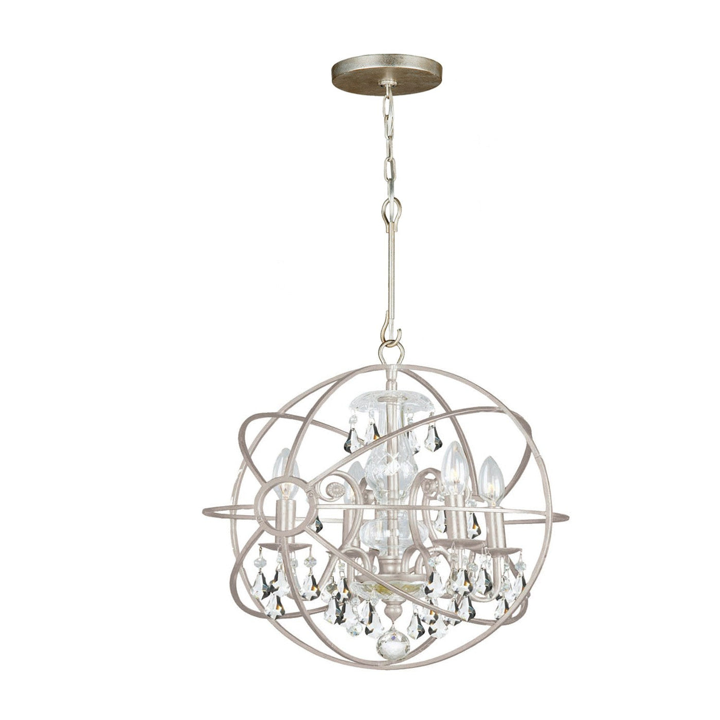 ##Antique Hardware## Solaris 4 Light Swarovski Strass Crystal Olde Silver Mini Chandelier