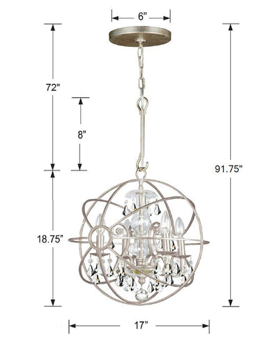 ##Antique Hardware## Solaris 4 Light Swarovski Strass Crystal Olde Silver Mini Chandelier