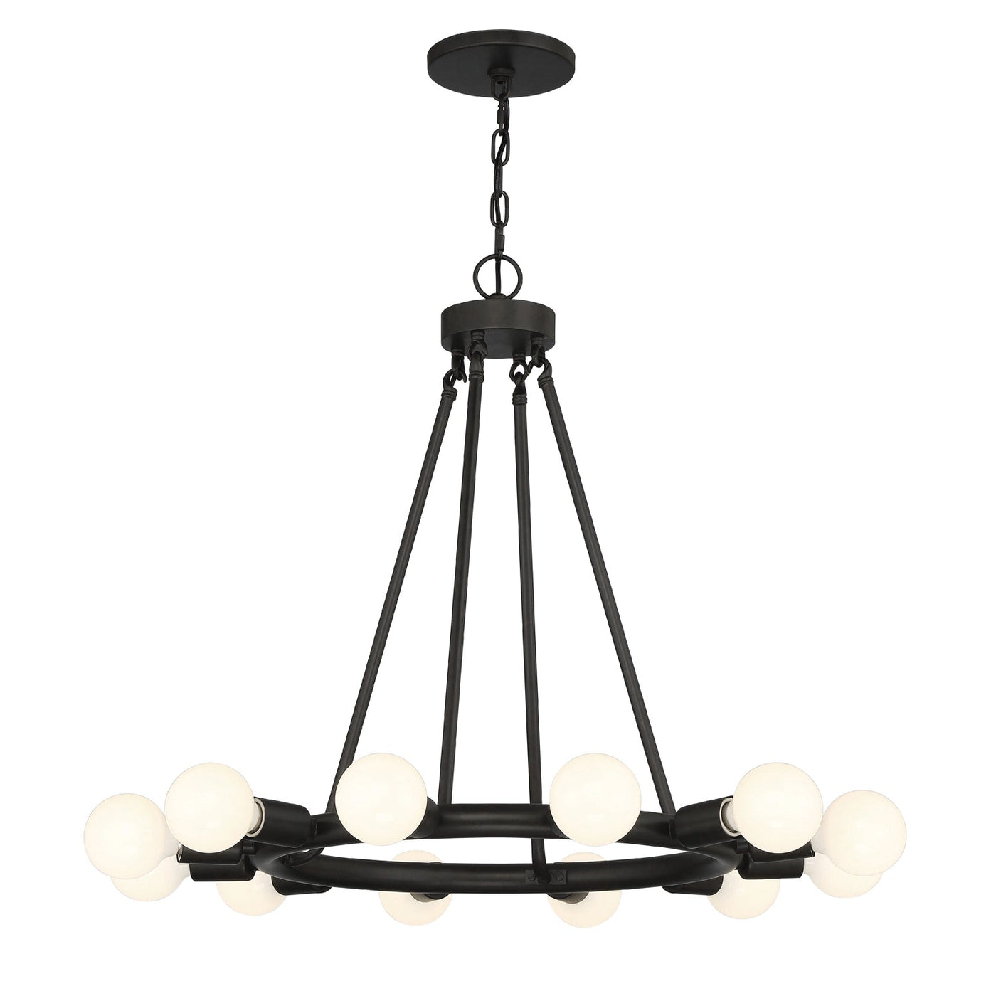 ##Antique Hardware## Dakota 12 Light Black Chandelier