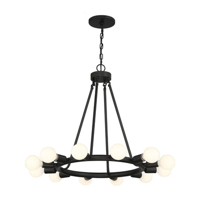 ##Antique Hardware## Dakota 12 Light Black Chandelier