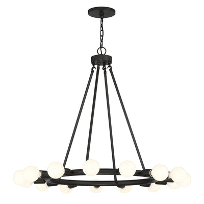 ##Antique Hardware## Dakota 15 Light Black Chandelier