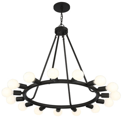 ##Antique Hardware## Dakota 15 Light Black Chandelier