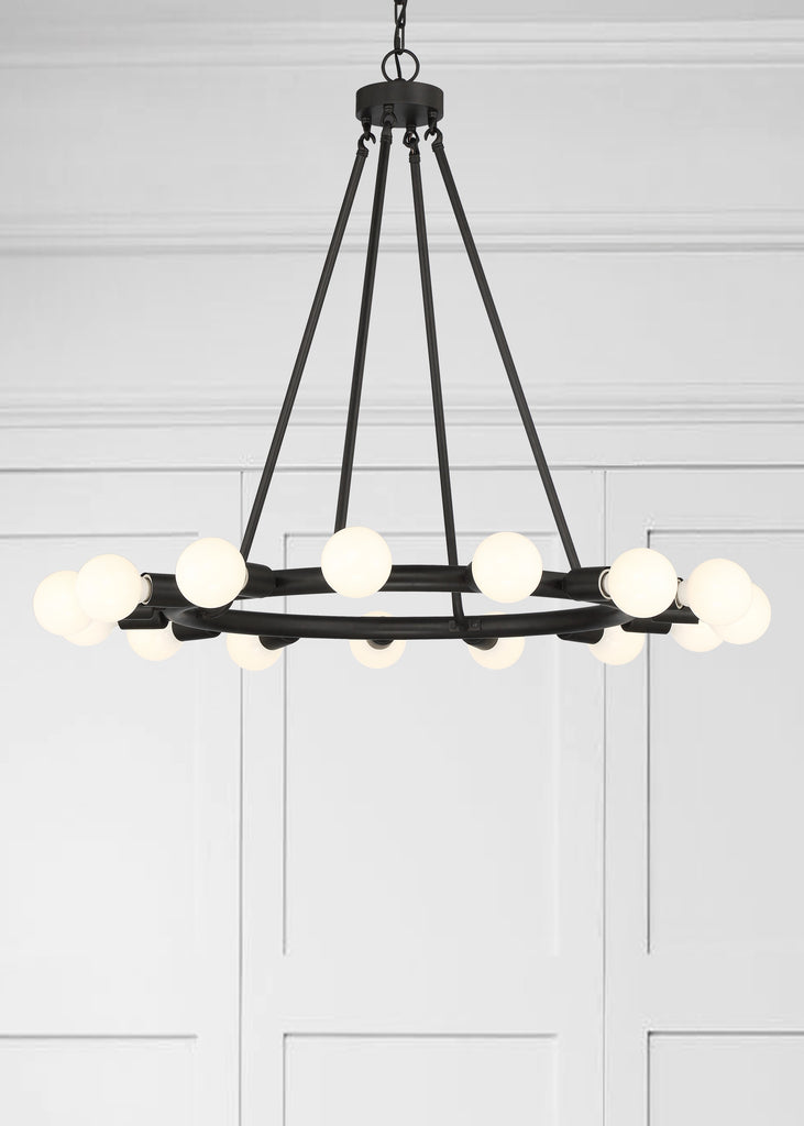 ##Antique Hardware## Dakota 15 Light Black Chandelier