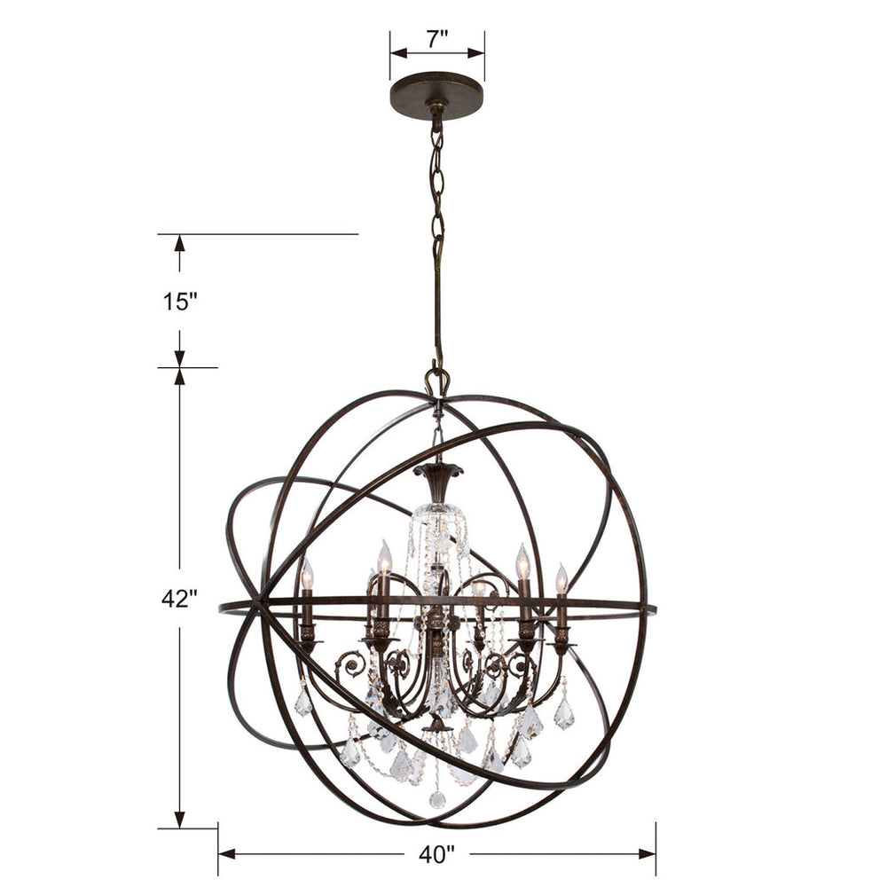 ##Antique Hardware## Solaris 6 Light English Bronze Chandelier
