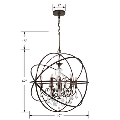 ##Antique Hardware## Solaris 6 Light English Bronze Chandelier