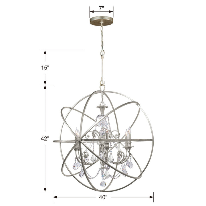 ##Antique Hardware## Solaris 6 Light Olde Silver Chandelier