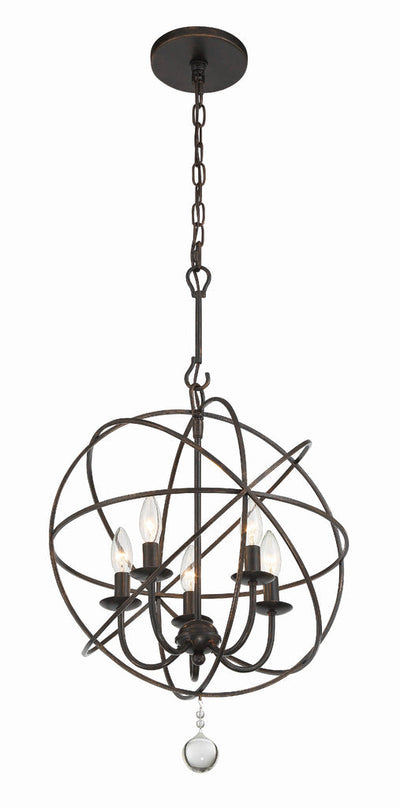 ##Antique Hardware## Solaris 5 Light English Bronze Mini Chandelier