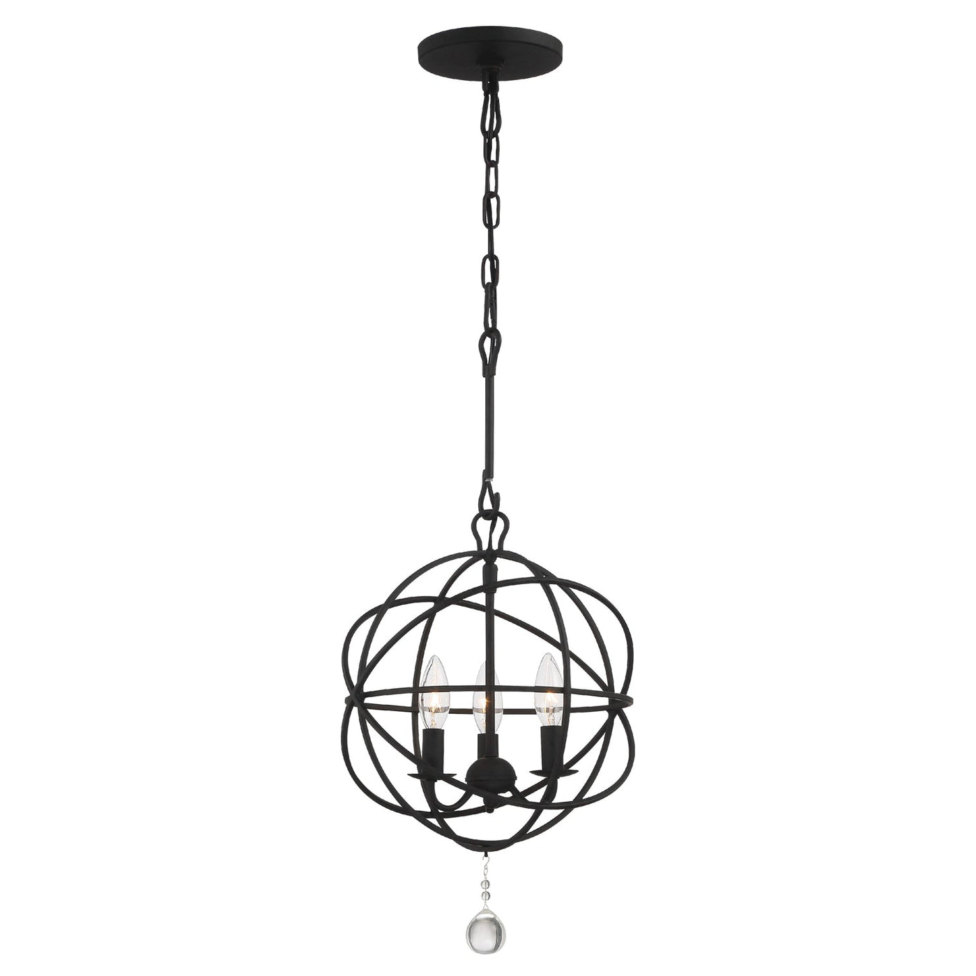 ##Antique Hardware## Solaris 3 Light Black Mini Chandelier