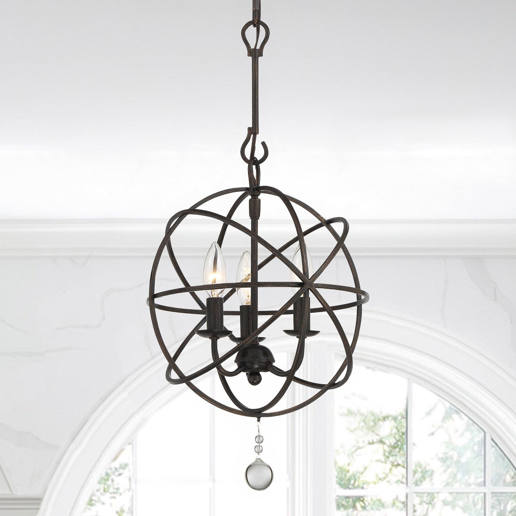 ##Antique Hardware## Solaris 3 Light English Bronze Mini Chandelier