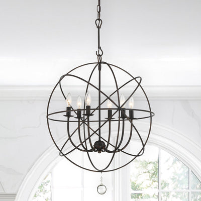 ##Antique Hardware## Solaris 6 Light English Bronze Sphere Chandelier