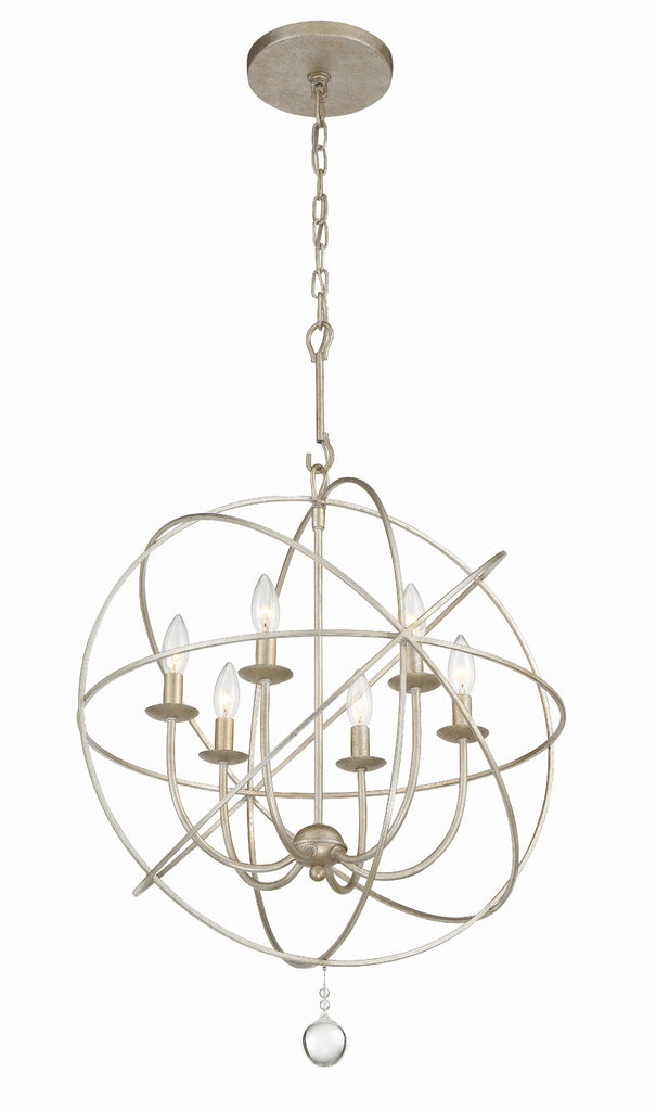 ##Antique Hardware## Solaris 6 Light Olde Silver Sphere Chandelier