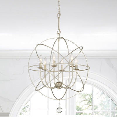 ##Antique Hardware## Solaris 6 Light Olde Silver Sphere Chandelier