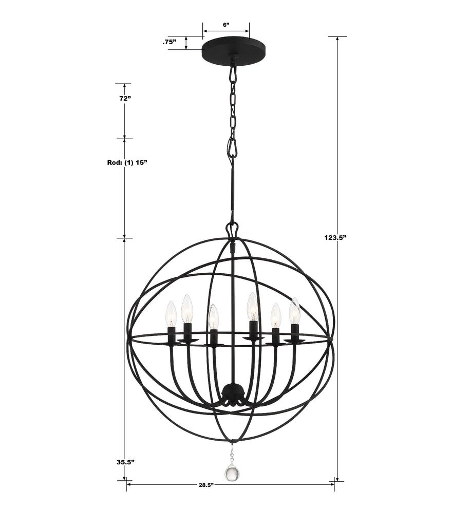 ##Antique Hardware## Solaris 6 Light Black Sphere Chandelier