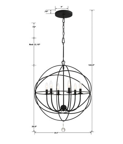 ##Antique Hardware## Solaris 6 Light Black Sphere Chandelier