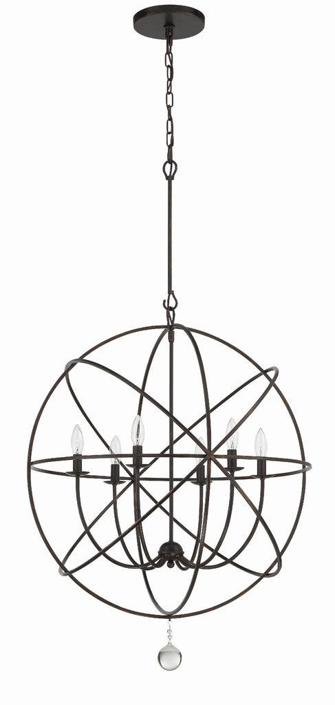 ##Antique Hardware## Solaris 6 Light English Bronze Sphere Chandelier