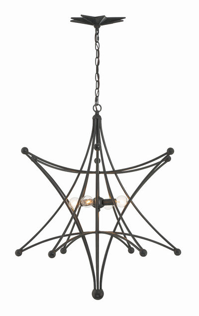 ##Antique Hardware## Astro 4 Light Black Chandelier