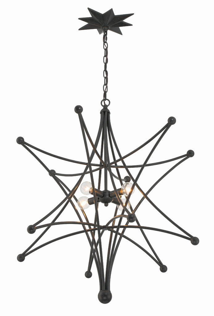 ##Antique Hardware## Astro 4 Light Black Chandelier