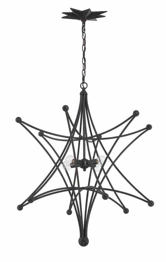 ##Antique Hardware## Astro 4 Light Black Chandelier