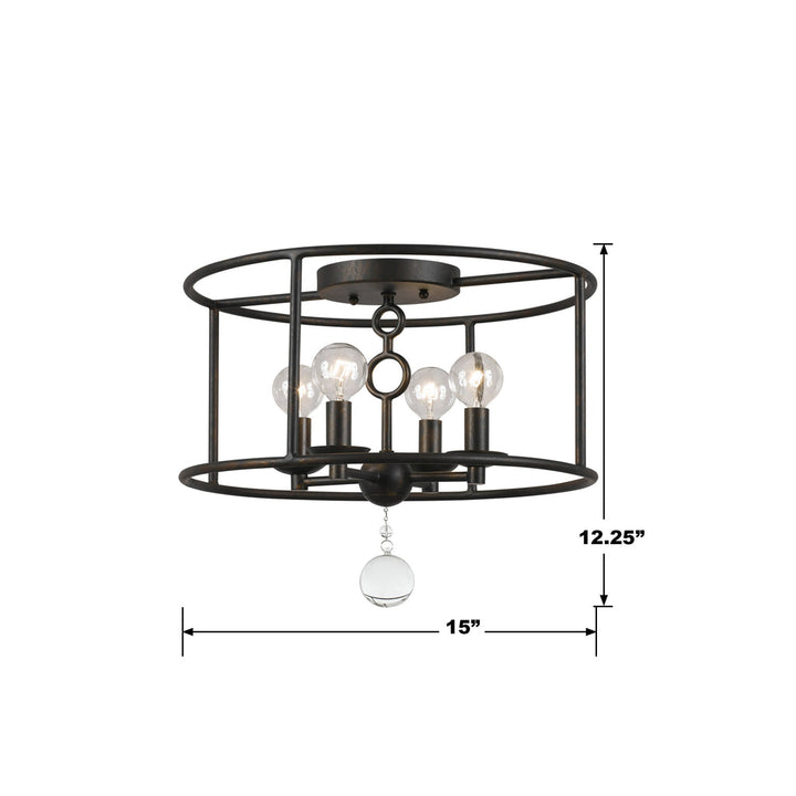 ##Antique Hardware## Cameron 4 Light English Bronze Semi Flush Mount