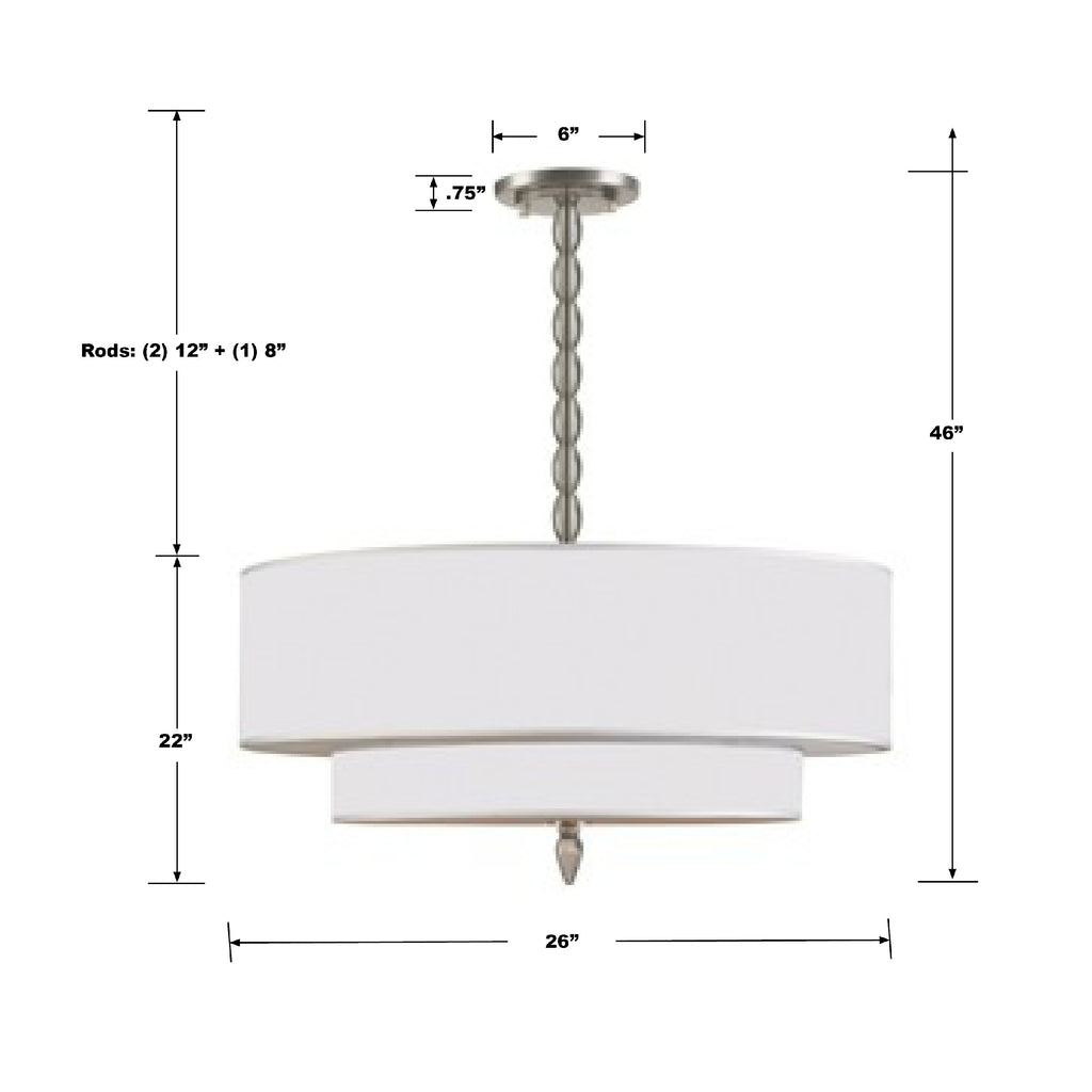 ##Antique Hardware## Luxo 5 Light Drum Shade Satin Nickel Chandelier