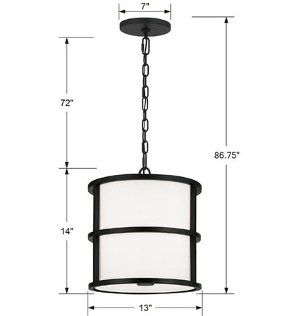 ##Antique Hardware## Brian Patrick Flynn Hulton 3 Light Matte Black Mini Chandelier