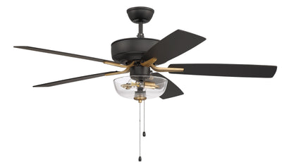 Antique Hardware 52" Pro Plus 101 in Flat Black/Satin Brass w/ Black Walnut/Flat Black Blades Ceiling Fan