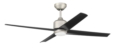 ##Antique Hardware## 52" Quell Fan, Painted Nickel Finish, Flat Black Blades. LED Light, WIFI and Control Included