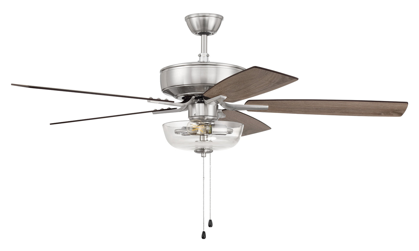 Antique Hardware 52" Pro Plus 101 in Brushed Polished Nickel w/ Driftwood/Grey Walnut Blades Ceiling Fan