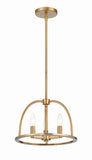 ##Antique Hardware## Abbott 3 Light Vibrant Gold Mini Chandelier