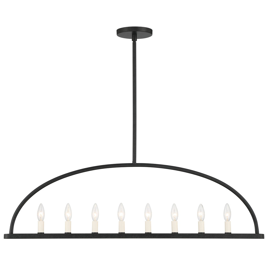 ##Antique Hardware## Abbott 8 Light Black Linear Chandelier