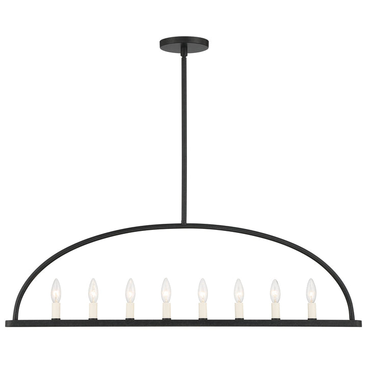 ##Antique Hardware## Abbott 8 Light Black Linear Chandelier