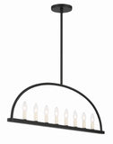 ##Antique Hardware## Abbott 8 Light Black Linear Chandelier