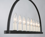 ##Antique Hardware## Abbott 8 Light Black Linear Chandelier