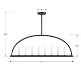 ##Antique Hardware## Abbott 8 Light Black Linear Chandelier