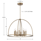 ##Antique Hardware## Abbott 8 Light Vibrant Gold Chandelier