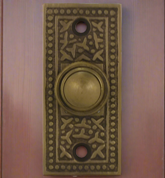 ##Antique Hardware## Solid Brass Rice Pattern Door Bell (Several Finishes Available)