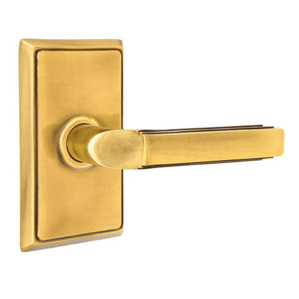 ##Antique Hardware## Solid Brass Milano Lever With Rectangular Rosette