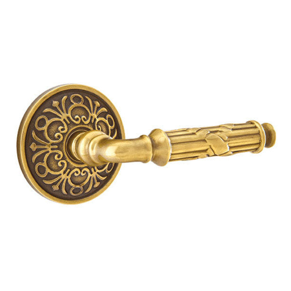 ##Antique Hardware## Solid Brass Ribbon & Reed Lever With Lancaster Rosette