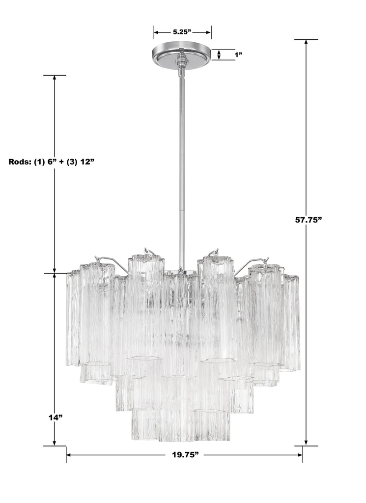 ##Antique Hardware## Addis 6 Light Polished Chrome Chandelier