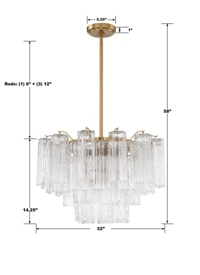 ##Antique Hardware## Addis 9 Light Aged Brass Chandelier