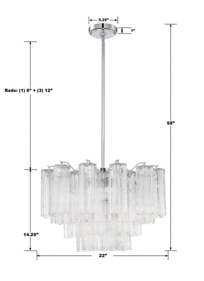 ##Antique Hardware## Addis 9 Light Polished Chrome Chandelier