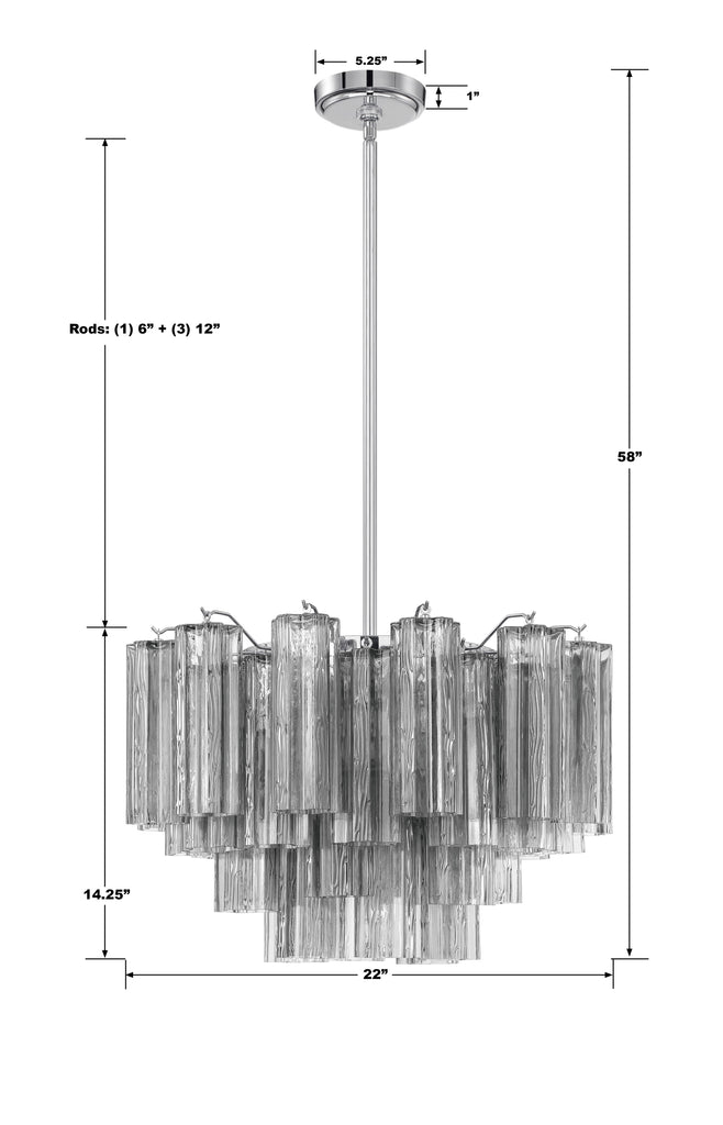 ##Antique Hardware## Addis 9 Light Polished Chrome Chandelier