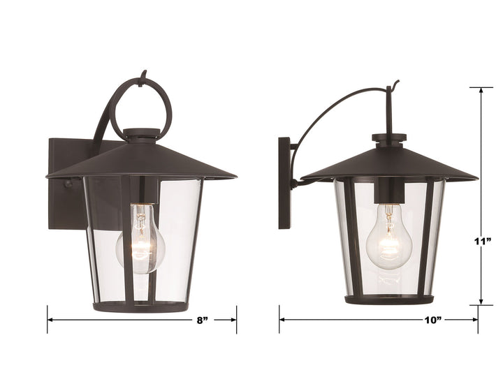 ##Antique Hardware## Andover 1 Light Matte Black Outdoor Sconce