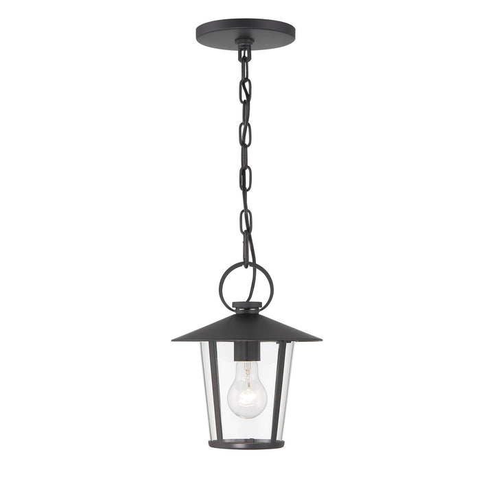 ##Antique Hardware## Andover 1 Light Matte Black Outdoor Pendant