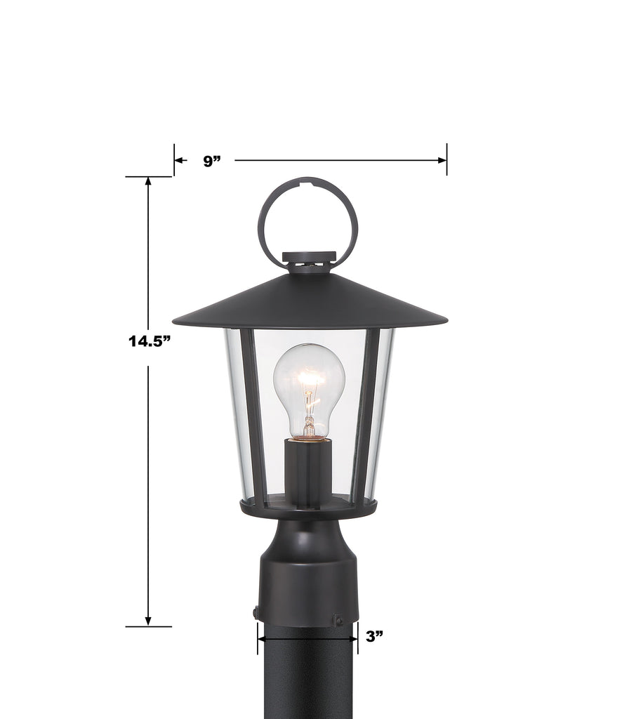 ##Antique Hardware## Andover 1 Light Matte Black Outdoor Post